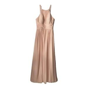 Bill Levkoff l High Neck Chiffon Gown In Petal Pink Size 6